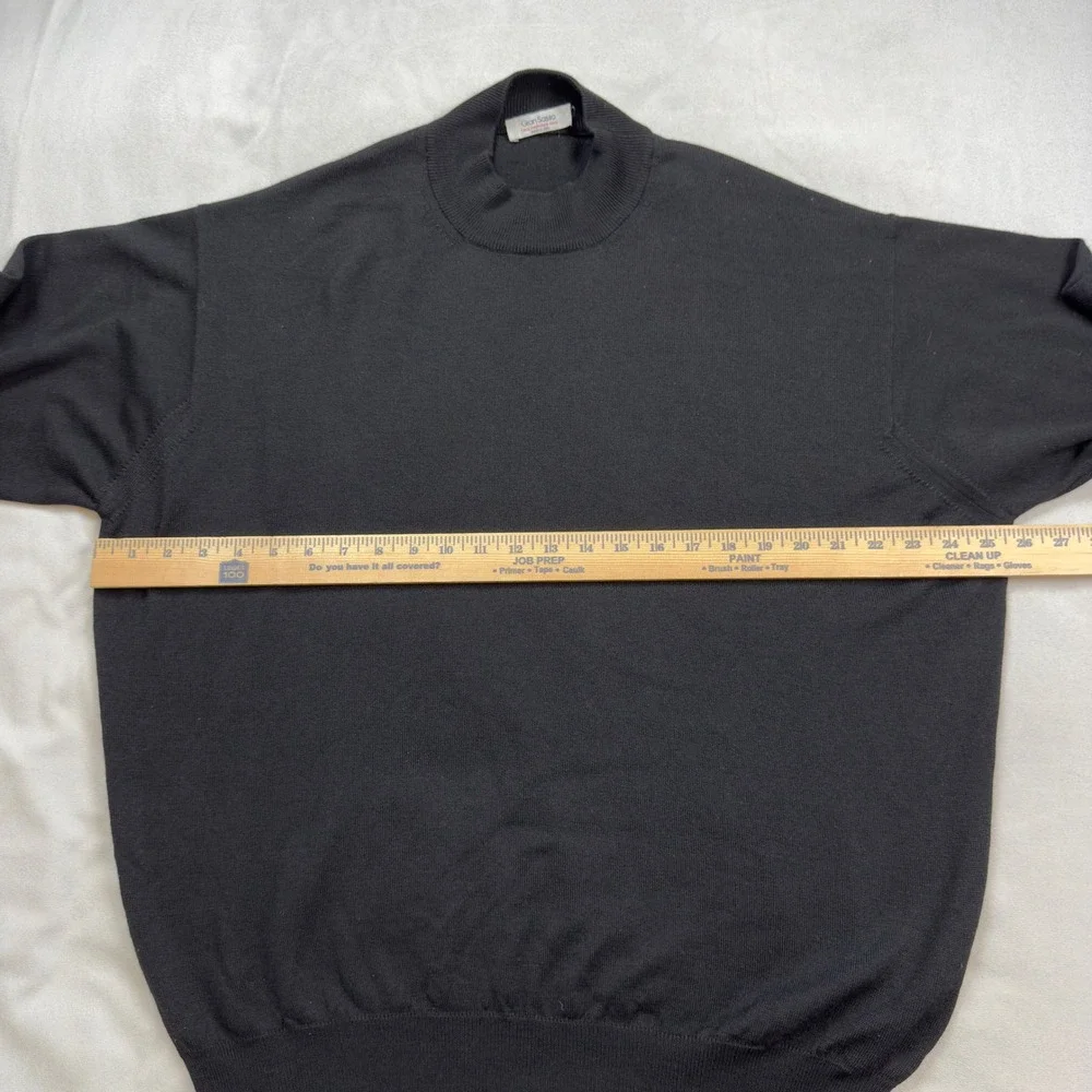 Gran Sasso Mens Black Wool Cashmere Silk Mock Neck Sweater Made in Italy XL